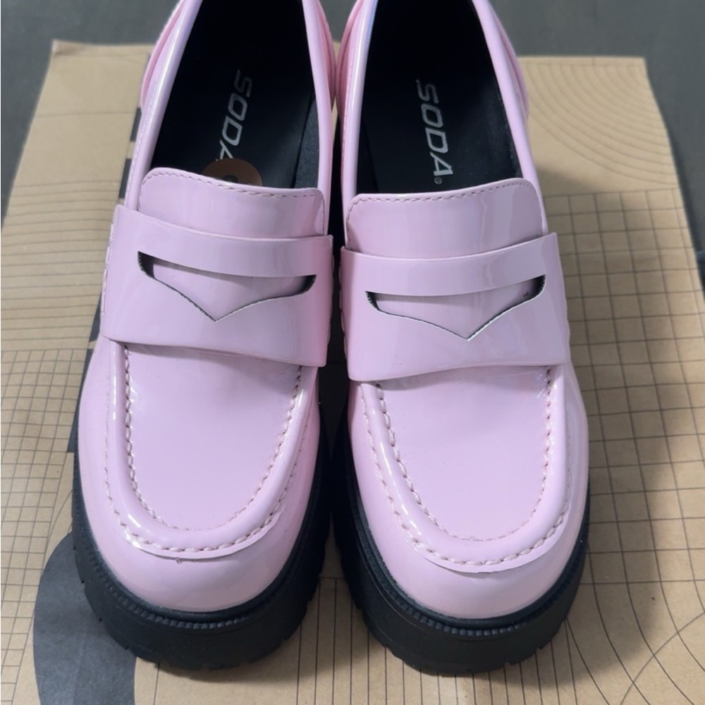 Soda Pink Loafers with Black Soles